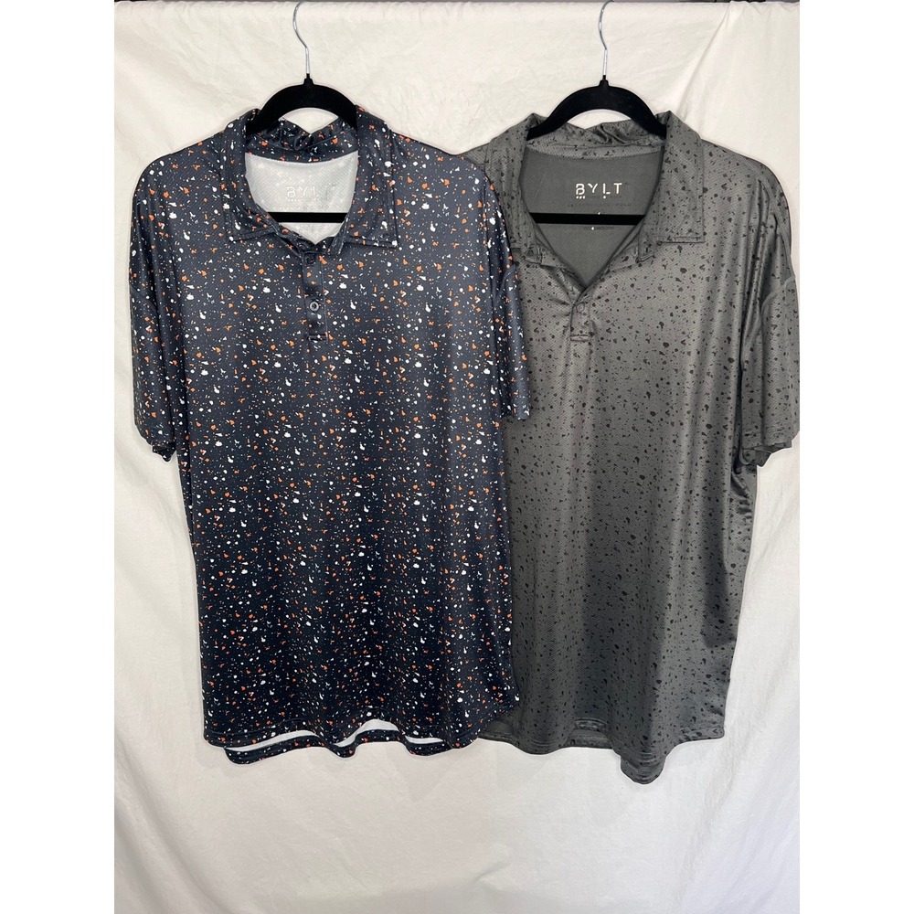 BYLT Performance+ Polo Shirt Lot of 2 Mens XXL Gray Black Stretch Golf Athletic